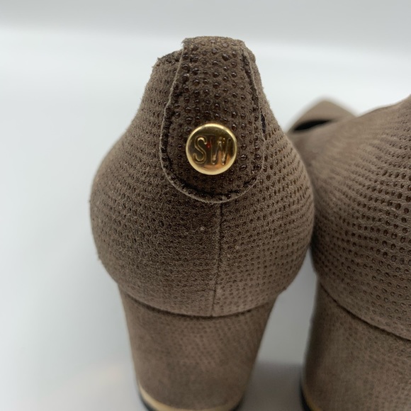 Stuart Weitzman Pointy Toe Textured Gray Taupe 5M - Picture 5 of 8